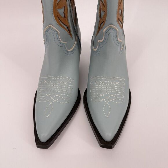 Toral Western Cowboy Blue Camel Leather Boho Festival Boots Party Coastal 36 US6 - Picture 3 of 12